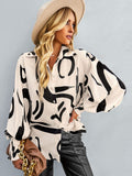 PRINTED LANTERN SLEEVE BUTTON UP TOP