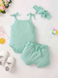 BABY GIRL WAFFLE KNIT TOP AND SHORTS SET