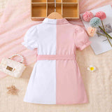 TWO TONE BELTED DRESS