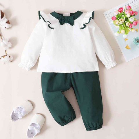 BOW DETAIL TOP AND PANT SET