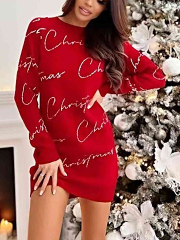 CHRISTMAS LETTER SWEATER DRESS