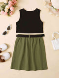 GIRLS RIBBED TANK AND SKIRT SET