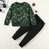 BOYS LETTER PRINT ROUND NECK TOP AND PANTS SET