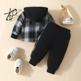 PLAID BUTTON UP HOODED SHACKET AND PANT SET