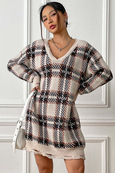 Plaid clearance knit dress