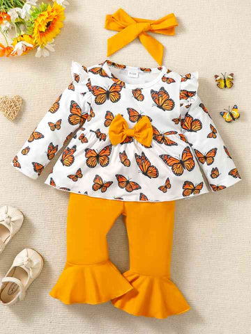 BUTTERFLY PRINT TOP AND PANT SET