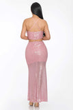 PINK SEQUIN MAXI DRESS