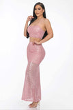 PINK SEQUIN MAXI DRESS