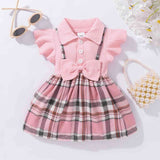 BABY GIRL PLAID COLLARED BOW DRESS