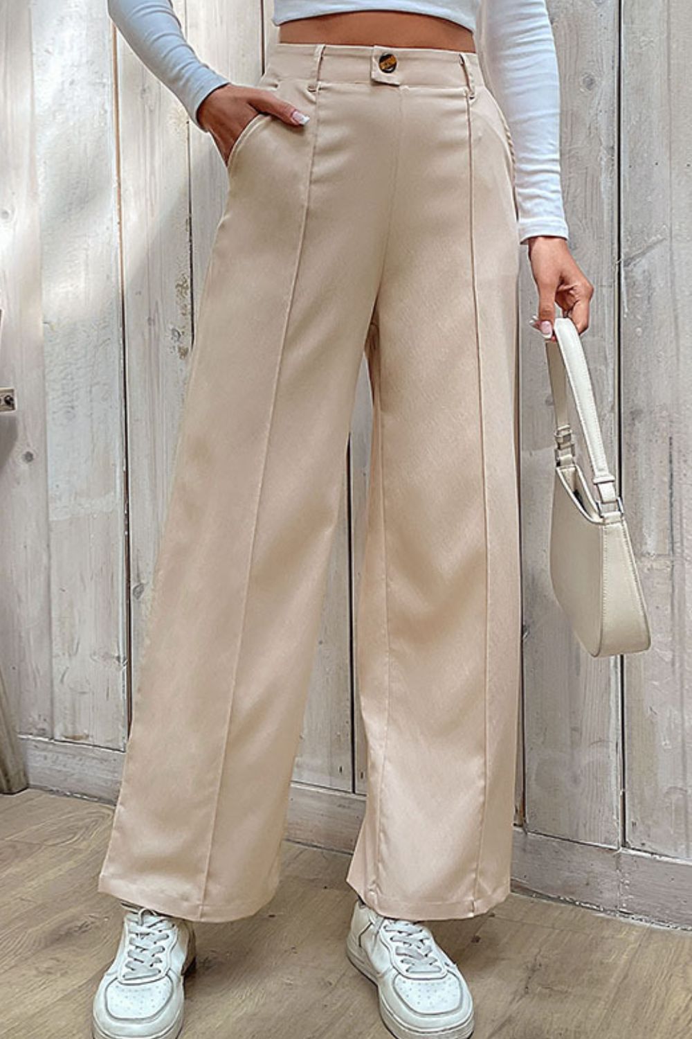 【DEARMINE】Dear Slim Wide Slacks CENTER SEAM WIDE LEG PANTS – SHOP DDMINE