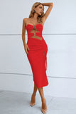 DRAWSTRING DETAIL SPLIT BANDAGE DRESS