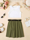 GIRLS RIBBED TANK AND SKIRT SET