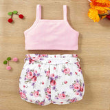 DECORATIVE BUTTON TANK AND FLORAL SHORTS SET