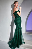 EMERALD FLORAL DETAIL GOWN
