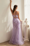 FITTED FLORAL TULLE GOWN