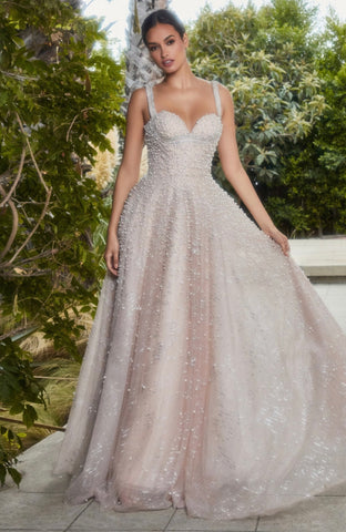 PEARL CRYSTAL STRAP BALL GOWN