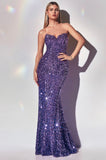 STRAPLESS SEQUIN GOWN
