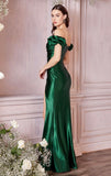 CHAMPAGNE RUFFLE SLEEVE SATIN GOWN