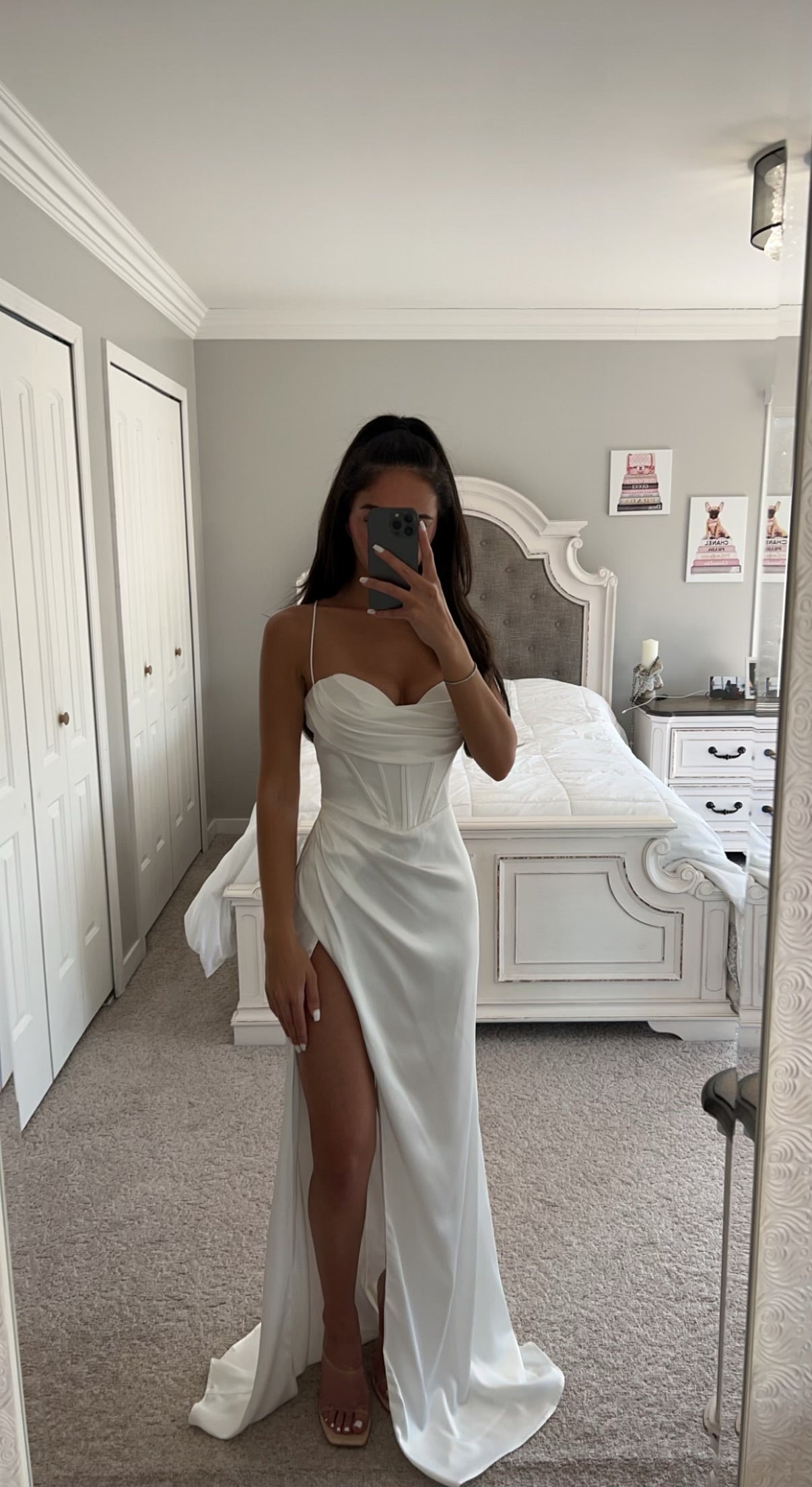●depound● Strappy bustier dress white DP2436OP012MWHFR Kadi White Cotton Drop Waist Corset Mini Dress
