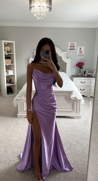 LAVENDER ASYMMETRICAL SATIN GOWN