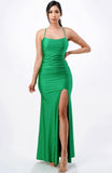 KELLY GREEN SATIN GOWN