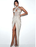 CHAMPAGNE CRYSTAL SATIN GOWN