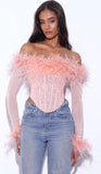 FEATHER CORSET LONG SLEEVE TOP
