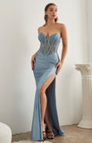 STRAPLESS HOT STONES CORSET GOWN