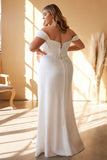 OFF WHITE CORSET OFF SHOULDER SATIN GOWN