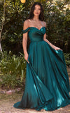 EMERALD A-LINE SATIN GOWN