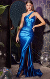 ASYMMETRICAL SATIN FITTED GOWN