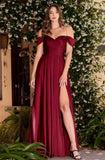 BURGUNDY A-LINE SATIN GOWN