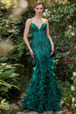 EMERALD DUST FEATHER MERMAID GOWN