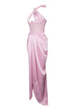PINK CRYSTAL SATIN GOWN