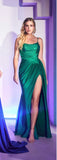EMERALD HOT STONE DRAPED GOWN