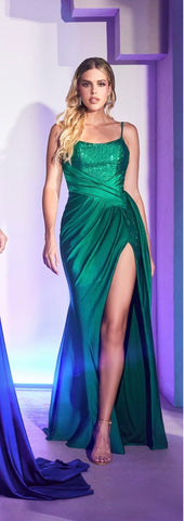 EMERALD HOT STONE DRAPED GOWN