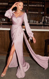 LONG SLEEVE SATIN MAXI GOWN