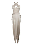 CHAMPAGNE CRYSTAL SATIN GOWN