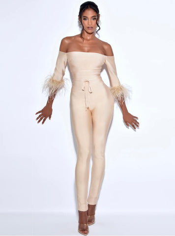 BEIGE FITTED JUMPSUIT