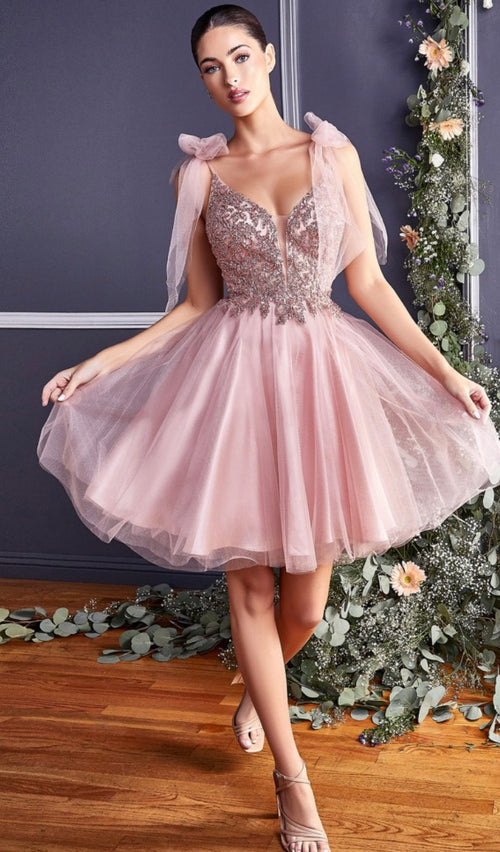 Rose gold shop tea length dress