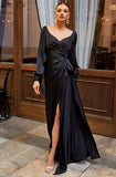 LONG SLEEVE SATIN MAXI GOWN