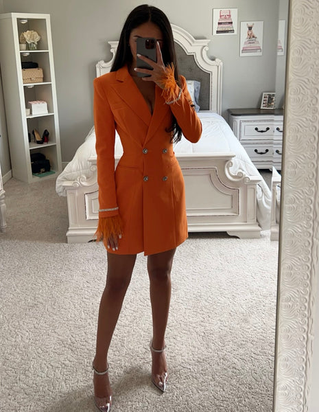 Burnt orange 2024 blazer dress