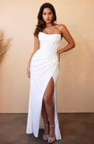OFF WHITE CORSET OFF SHOULDER SATIN GOWN