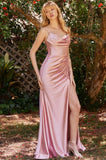 DUSTY ROSE ASYMMETRICAL SATIN GOWN