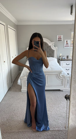 SMOKY BLUE CORSET GOWN